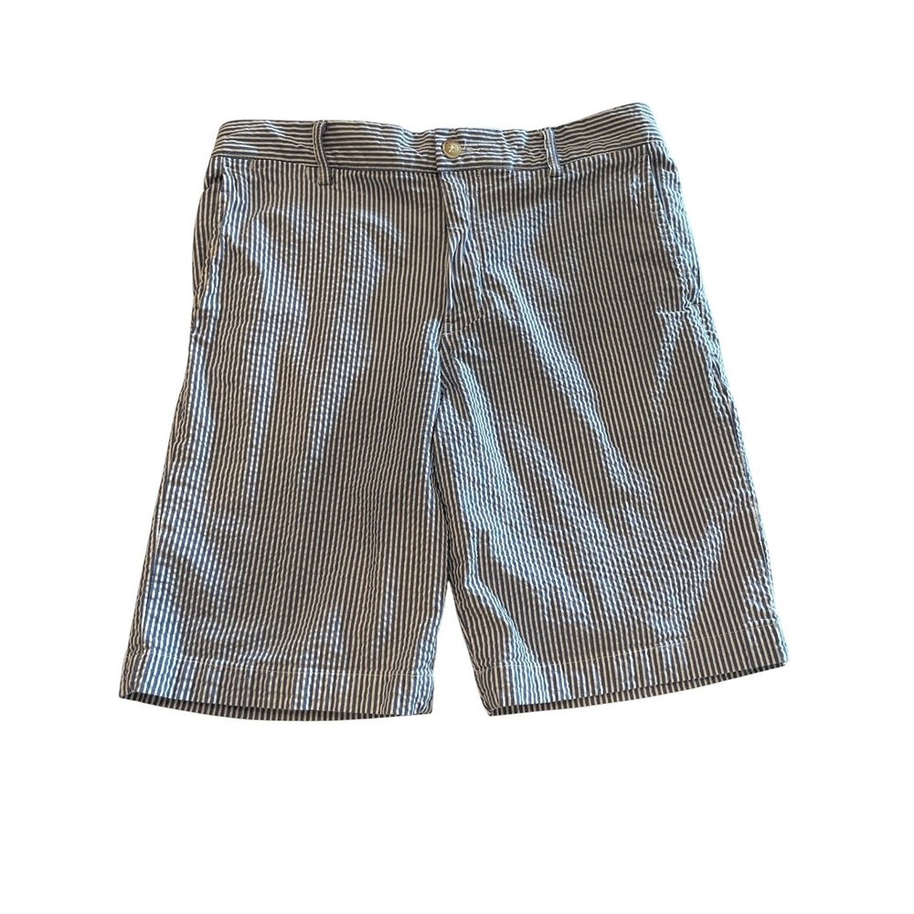 Polo Ralph Lauren Boys Blue White Seersucker Striped Shorts Size 16 Pony Logo